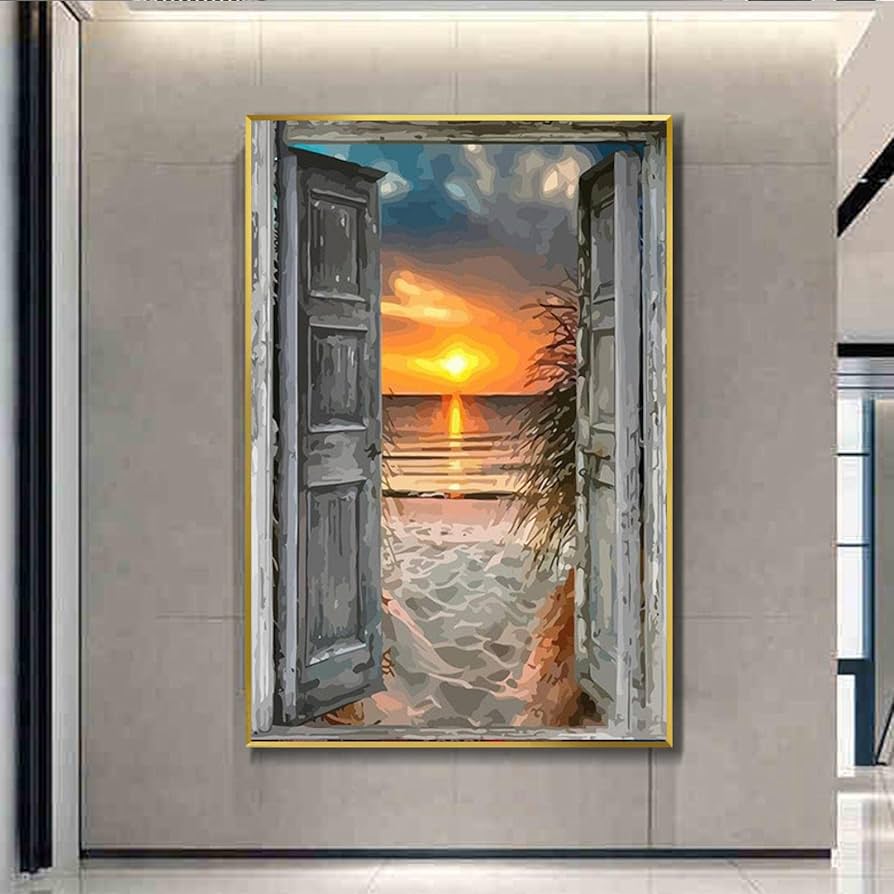 【送料込】キャンバスアート　抽象画　beach Amazon.co.jp: 抽象的なビーチピクチャーウォールアート: 海の